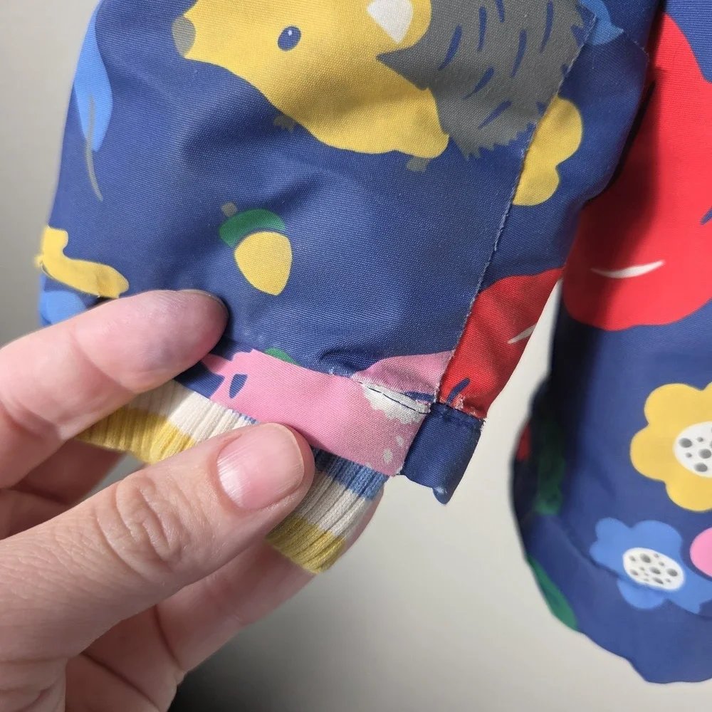 Mini Boden Woodland Print Fleece Lined Hooded Rain Jacket Girls 6-7Y 122cm